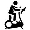 Person on an elliptical machine, exercising.