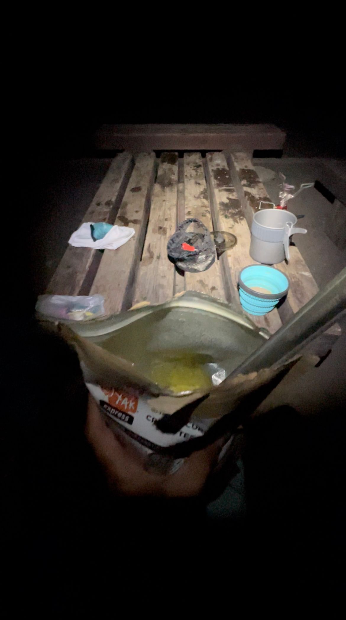 Dinner at Og lake camp mount Assiniboine Provincial Park BC, Canada