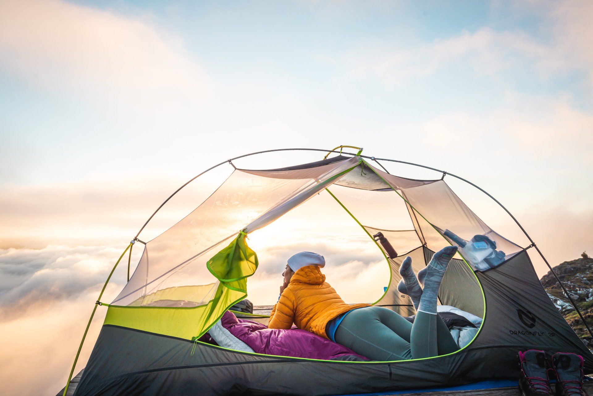 View from a tent on the Panorama Ridge at Golden Ears mountain, BC, Canada