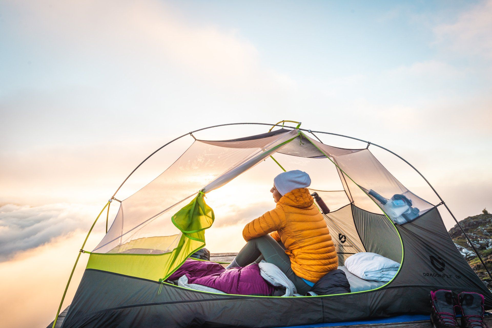 my sleeping system for backpacking - sunrise and cloud inversion at Golden Ears