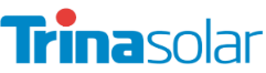 Das Logo von TrinaSolar ist blau und rot mit einem roten Kreis in der Mitte.