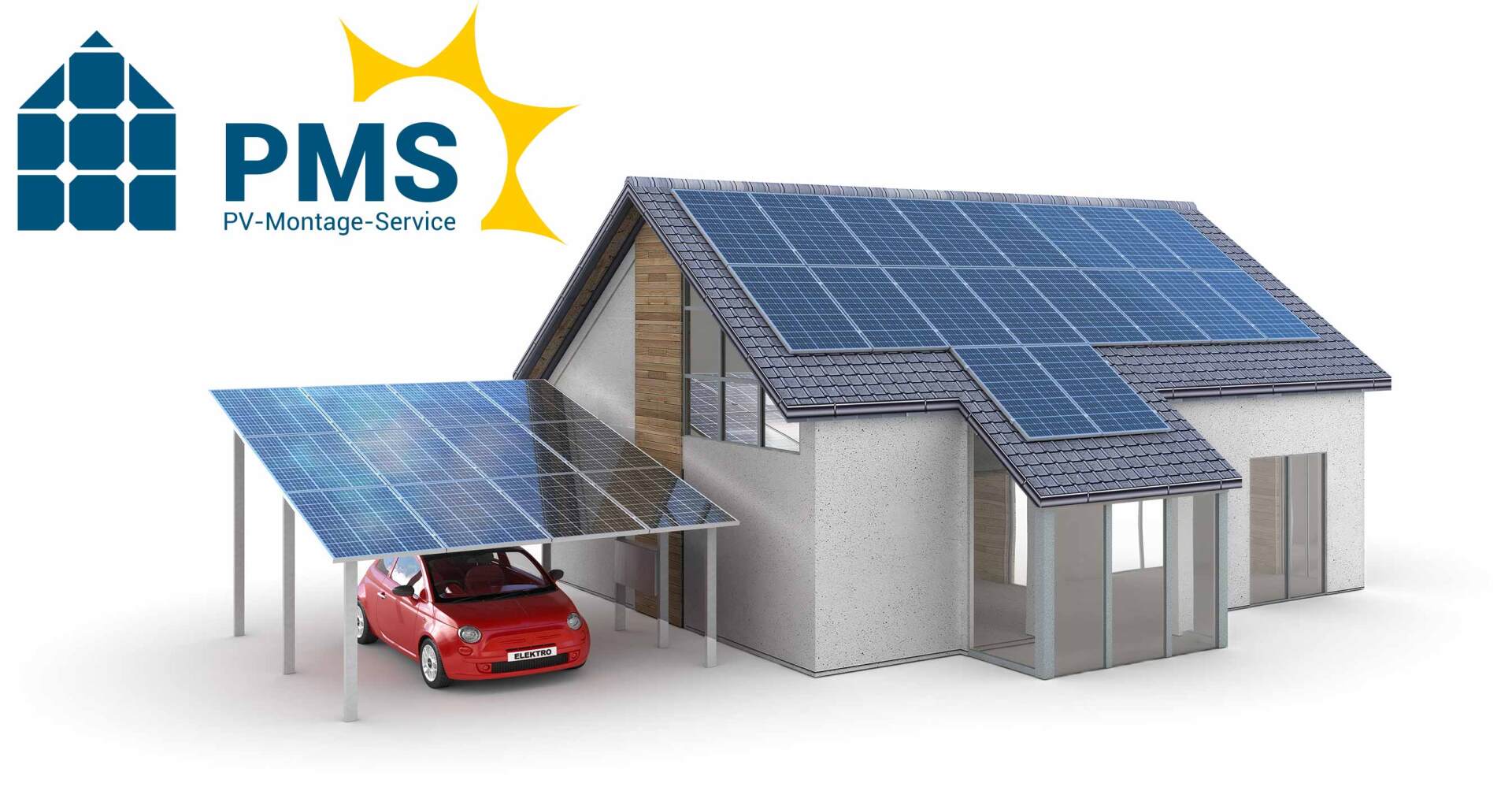 Ein Modell eines Hauses mit Sonnenkollektoren auf dem Dach
