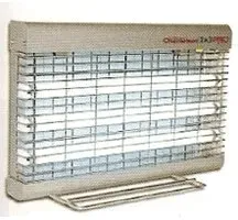 Insetticida elettrico con luce UV blu e griglia metallica su supporto