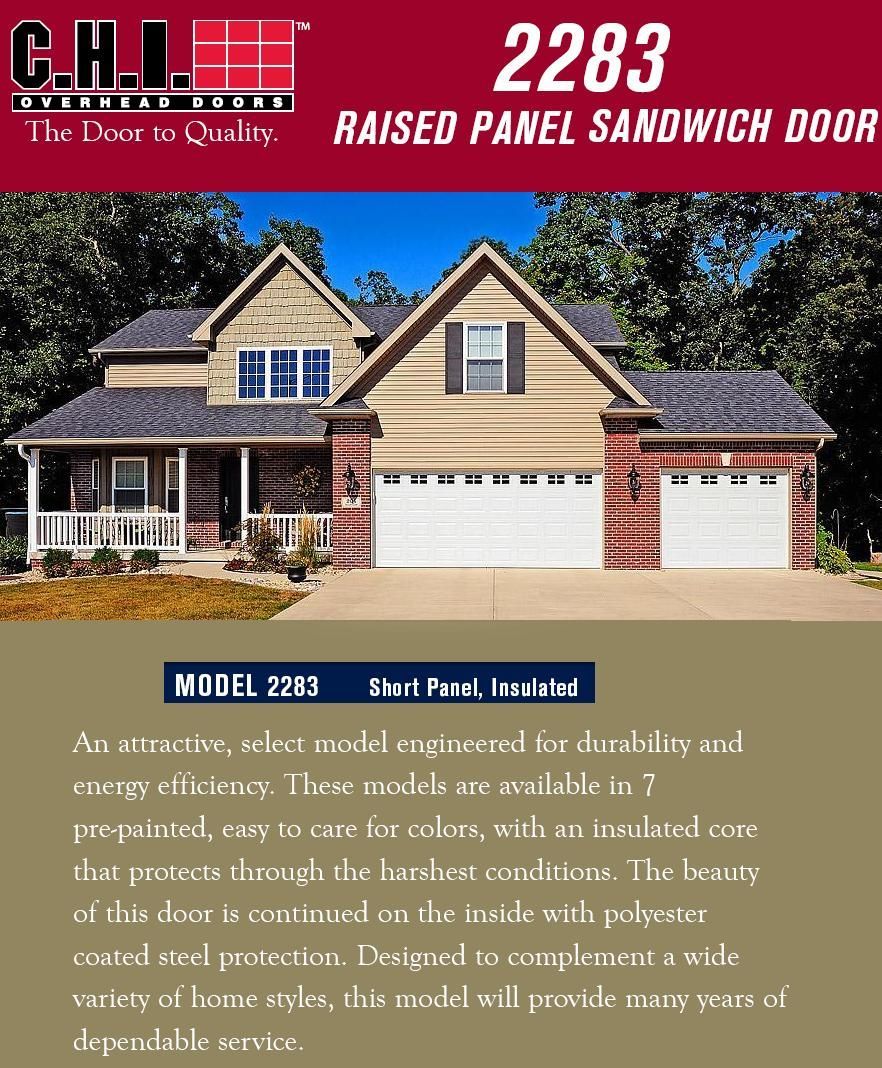 C.H.I Model 2283 Raised Panel 2” Insulated Garage Door in Plano, TX