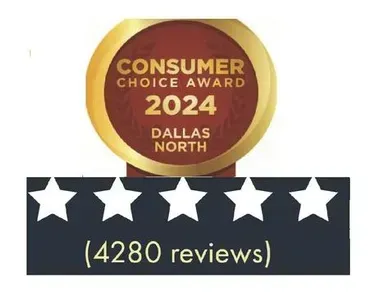 Consumer Choice Award 2024 Dallas North, five-star rating with (4280 reviews).