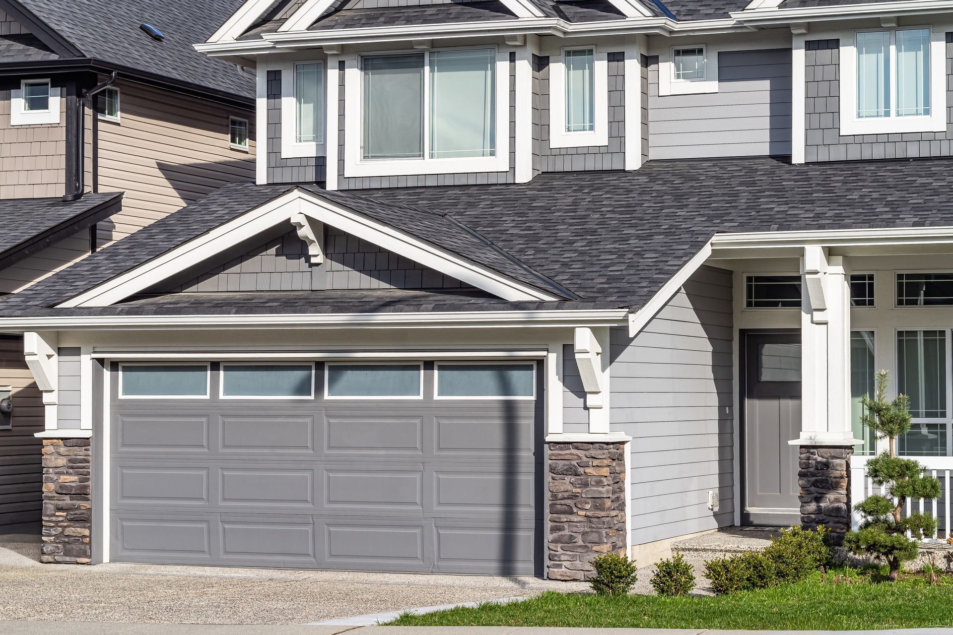 Elegant and modern custom garage door.