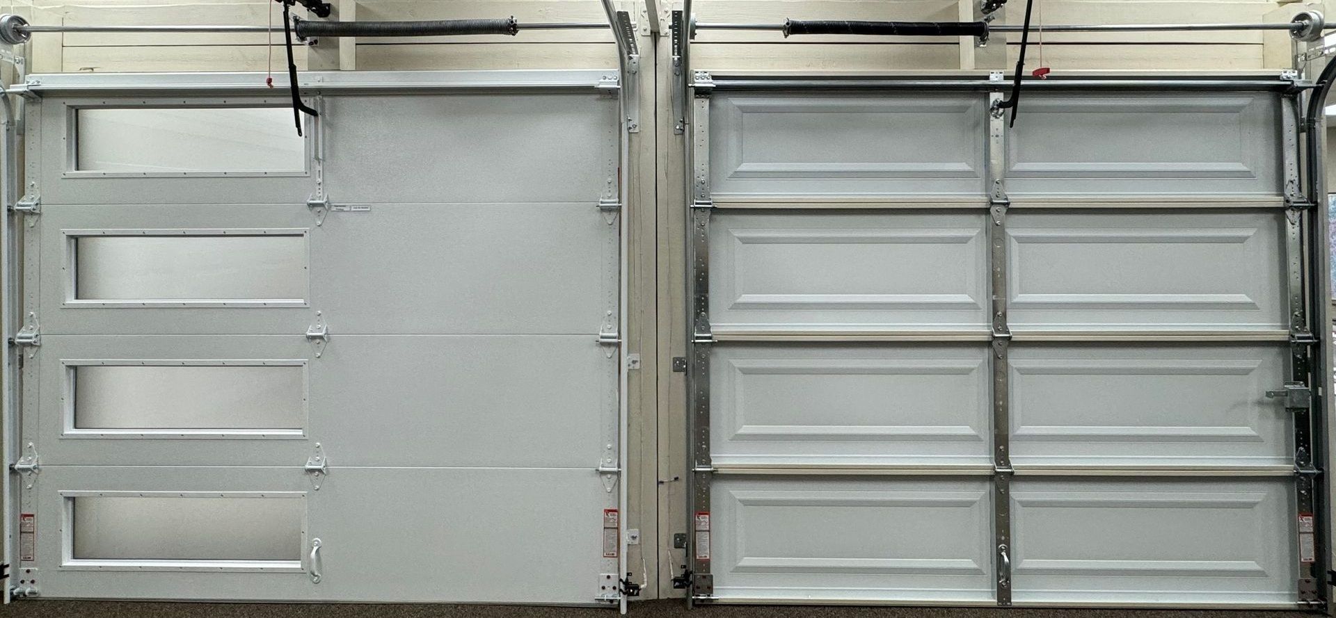 Close-up of the opening system of a residential garage door. Close-up of the opening system of a residential garage door.