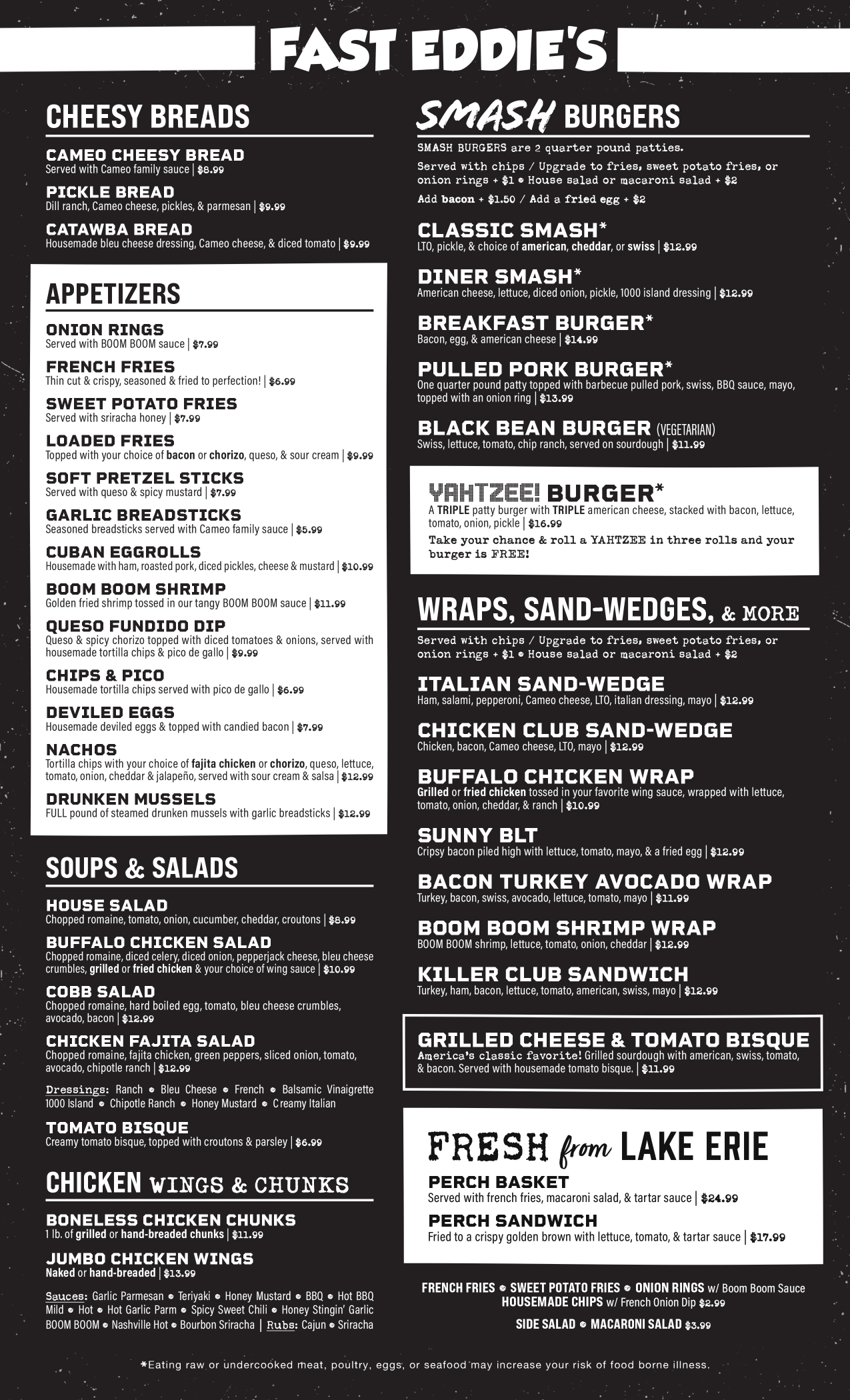 Menu [Fast Eddies] Catawba/Port Clinton, Ohio