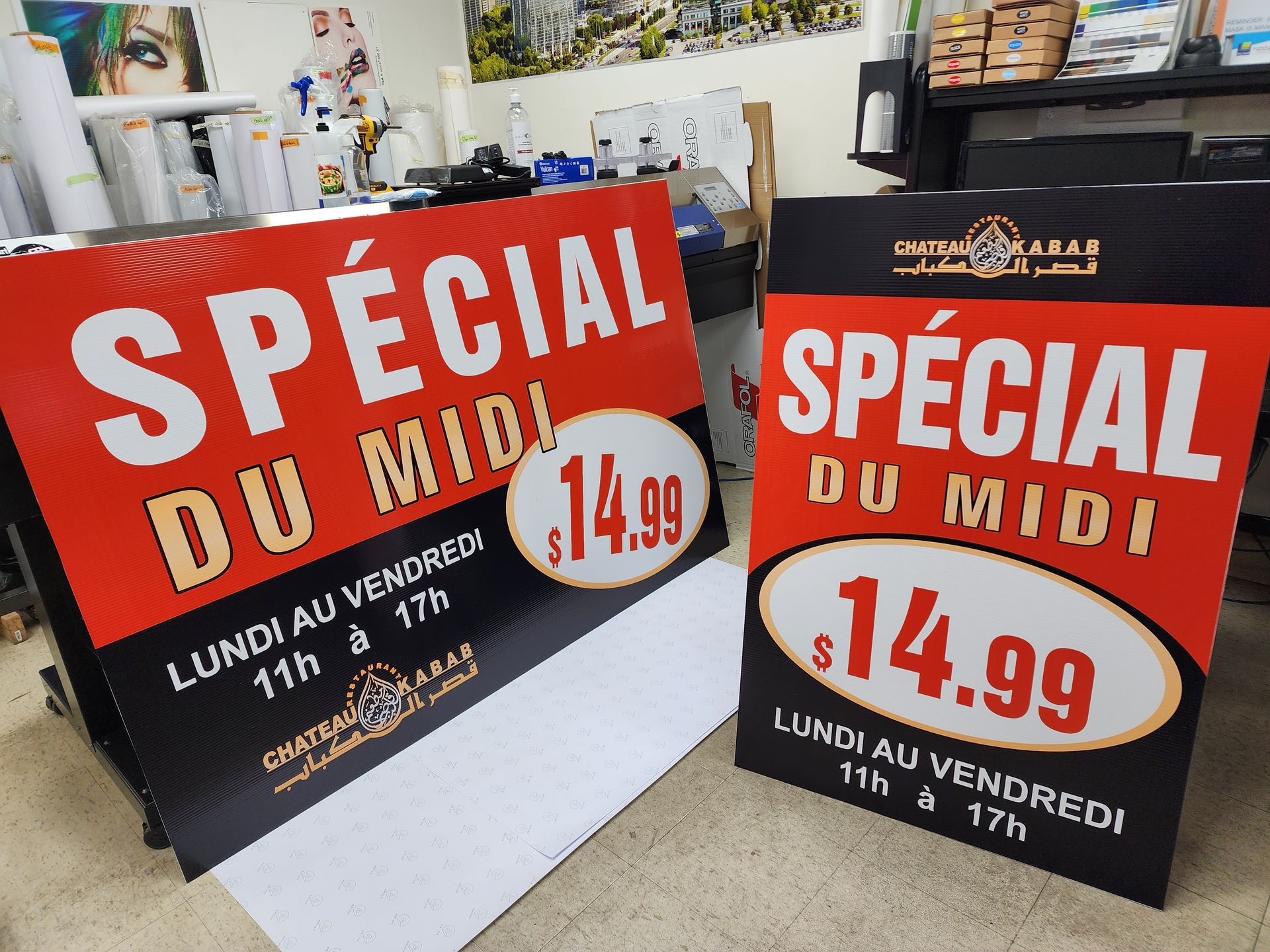 Two signs promoting a 