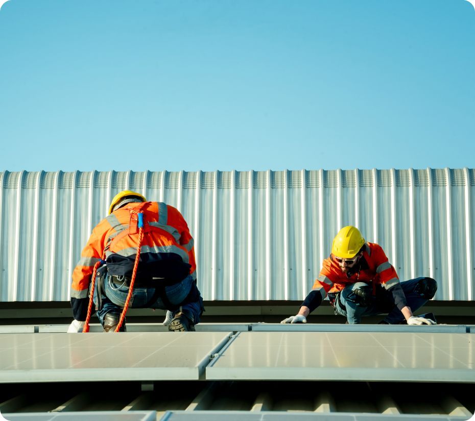 New metal roofing system being installed