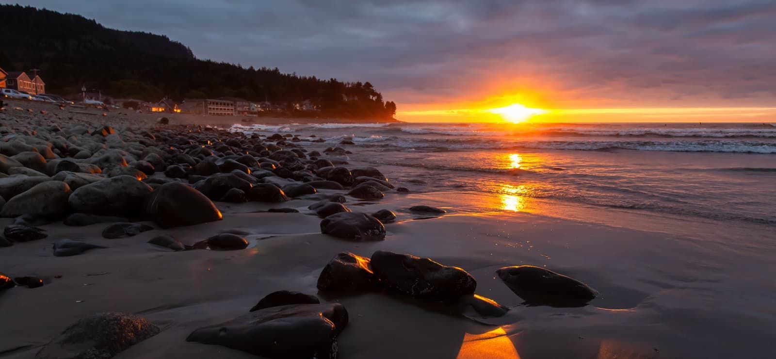 Roof Replacement in Florence, OR - sunset over the Oregon coast near Florence