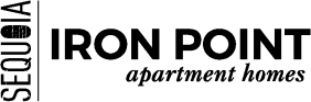 Logo for Iron Point apartment homes, with "SEquoia" in a vertical column on the left.