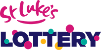 St. Luke's Lottery logo with pink "St. Luke's" over "LOTTERY" in blue, featuring colorful dots.