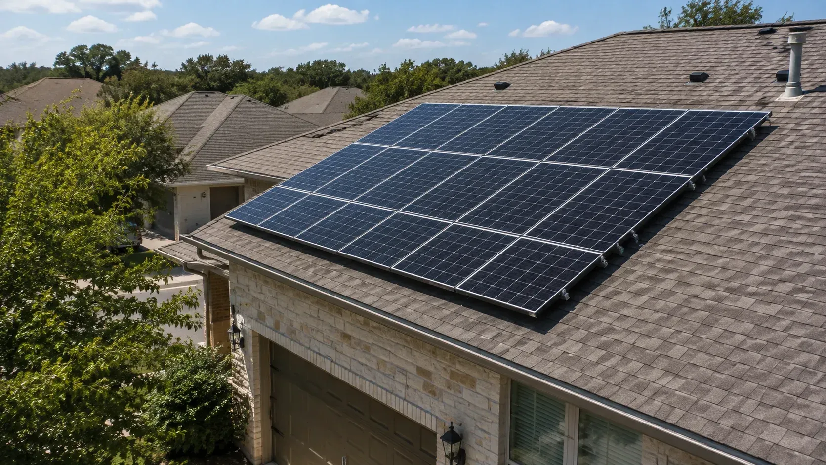 Rooftop solar panel installation on a home to show is solar worth it for homeowners in Texas.
