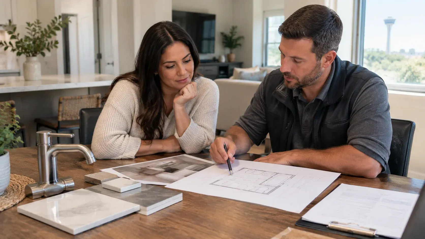 Reviewing bathroom renovation plans: Do You Need a Permit to Remodel a Bathroom in San Antonio?