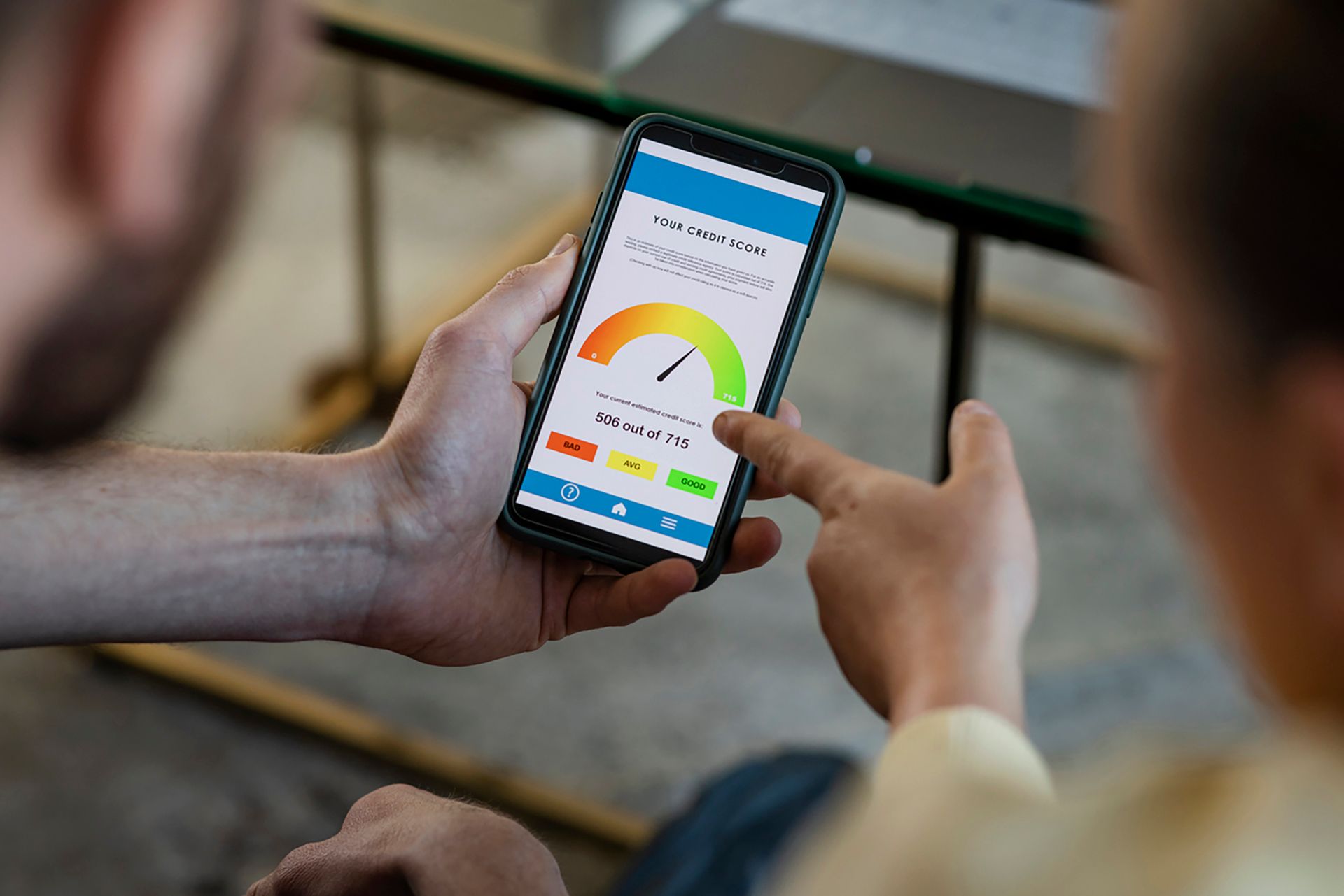 Managing credit score on app
