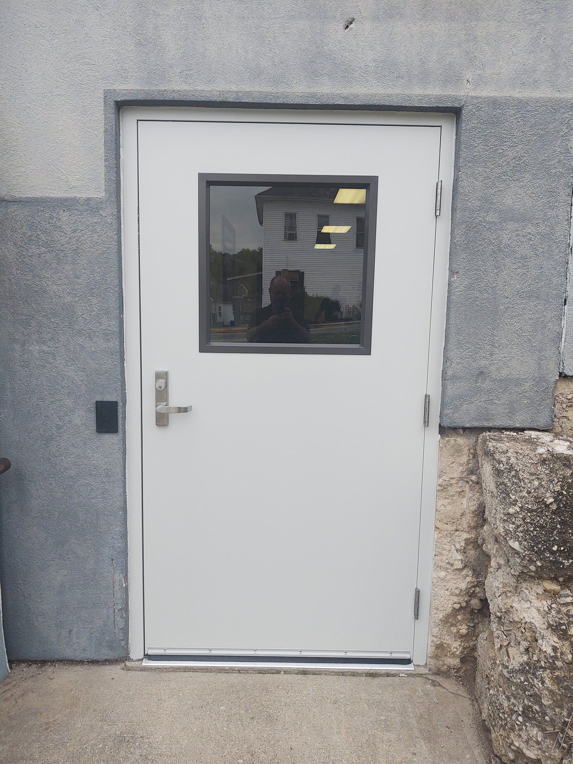 Fiberglass door.