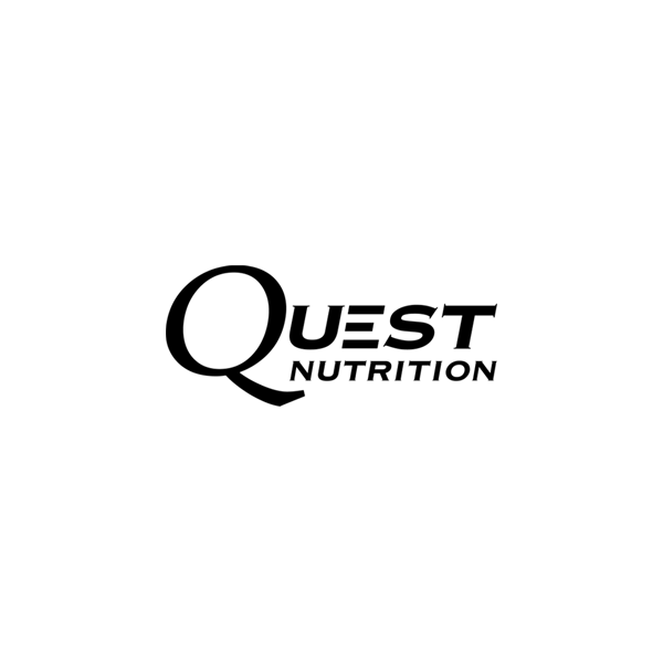 The black logo for Quest Nutrition, featuring a stylized capital 'Q' followed by the words 