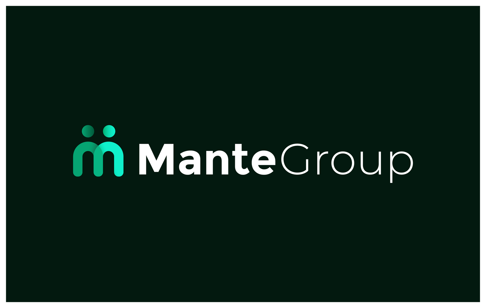 The ManteGroup logo: a stylized teal icon of two abstract figures next to the white text 