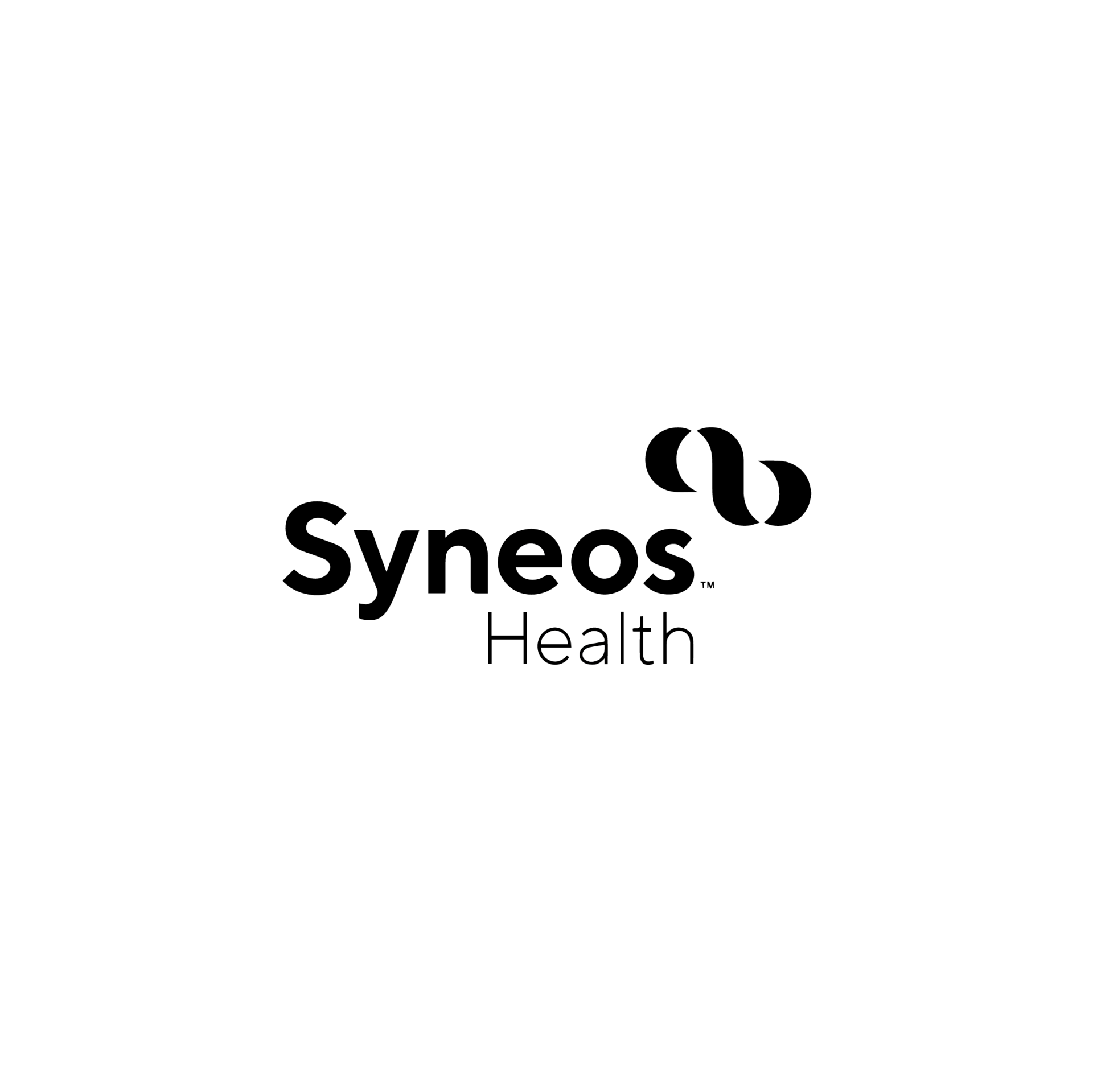 The Syneos Health logo in black text on a white background, featuring the company name below a stylized abstract icon.