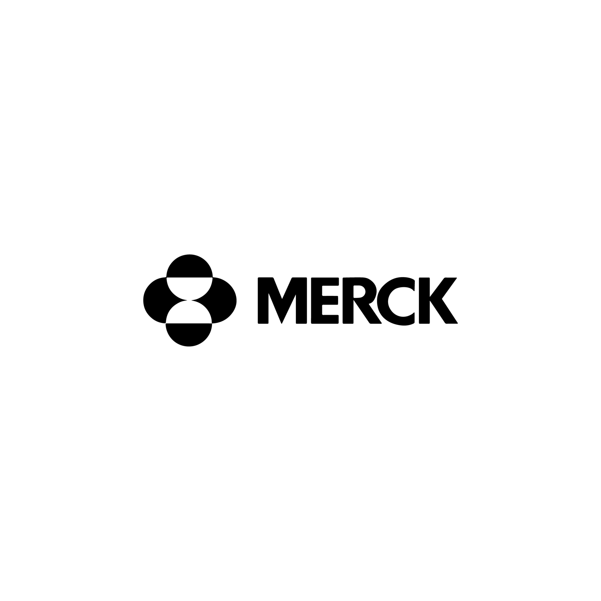 Merck logo, consisting of a black four-part geometric symbol next to the company name 