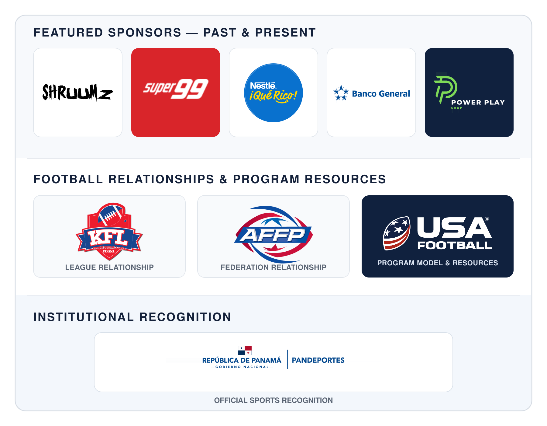 FAFF sponsors, partners, and support network logos