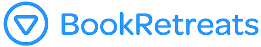 Blue BookRetreats logo with a circular book icon and wordmark