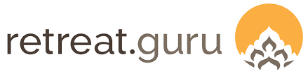 Retreat.guru logo with brown text and orange icon of a person over leaves