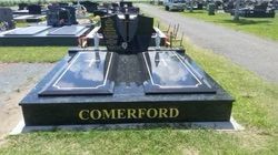 Black granite headstone with 