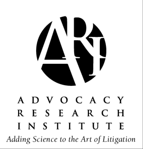 Logo of the Advocacy Research Institute: black circle with overlapping letters 