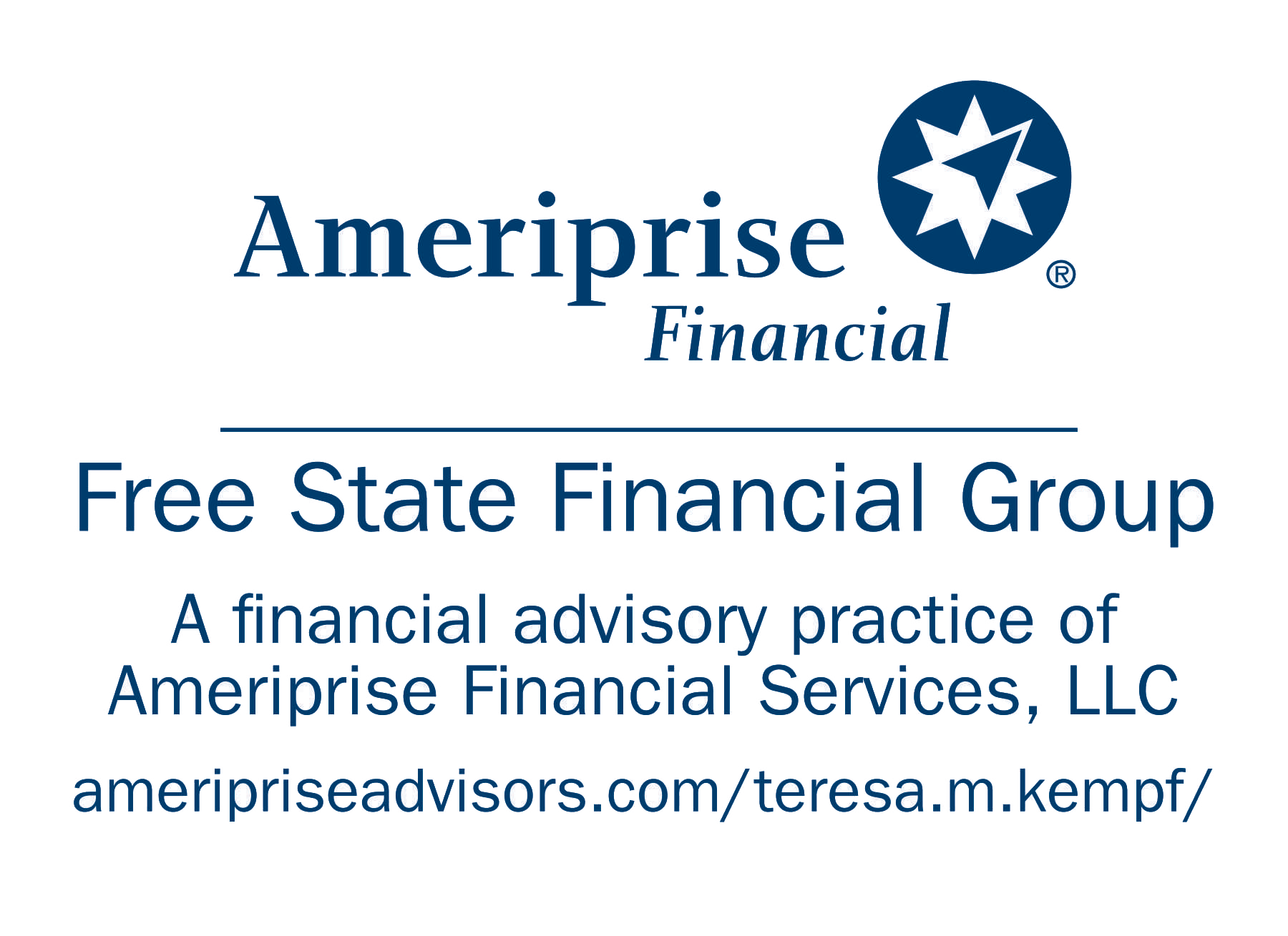 Logo of Ameriprise Financial, Free State Financial Group, and a website address.