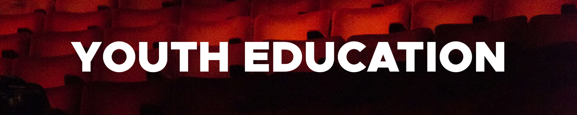 Theatre Lawrence Youth Troupe logo with spotlight, masks, and text on a gradient background.