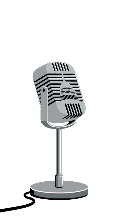 Retro silver microphone on a stand with a cable, isolated on a white background
