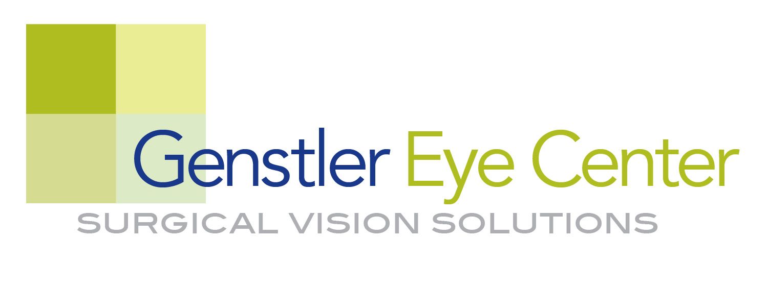 Logo for Genstler Eye Center: green and yellow squares with text 