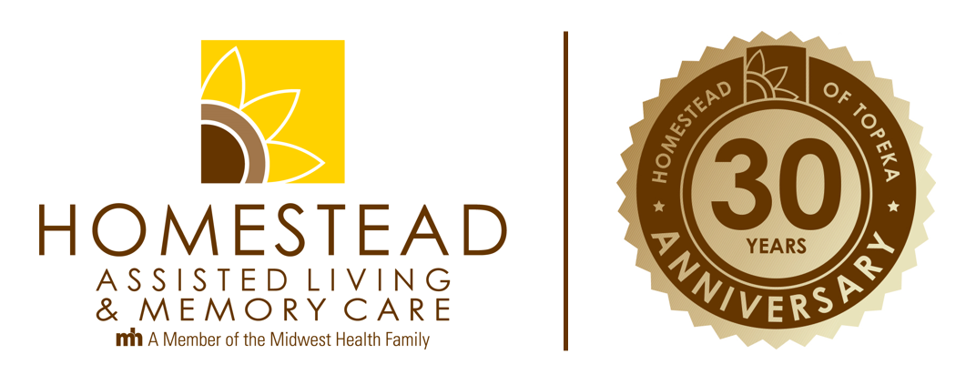 Homestead Assisted Living logo next to 30th Anniversary seal.