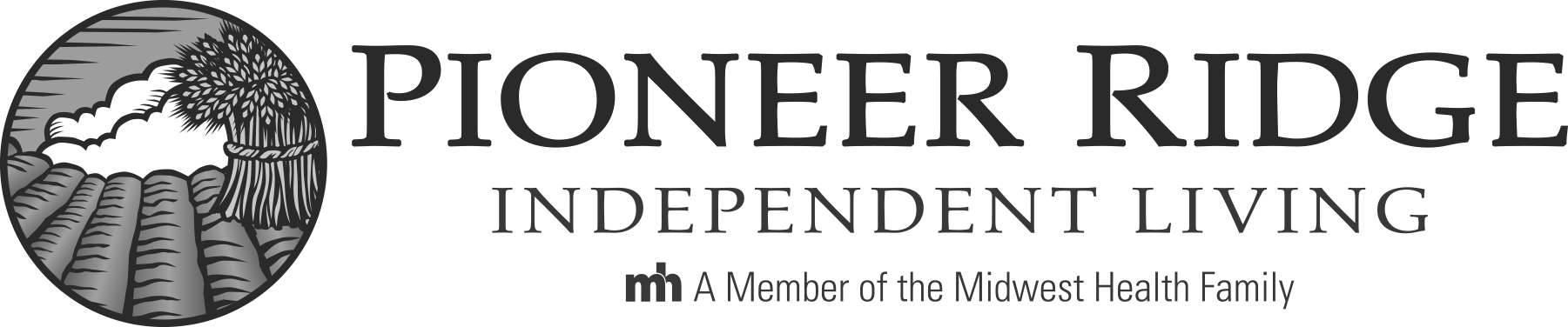 Logo for Pioneer Ridge Independent Living. Contains a circular design and text.