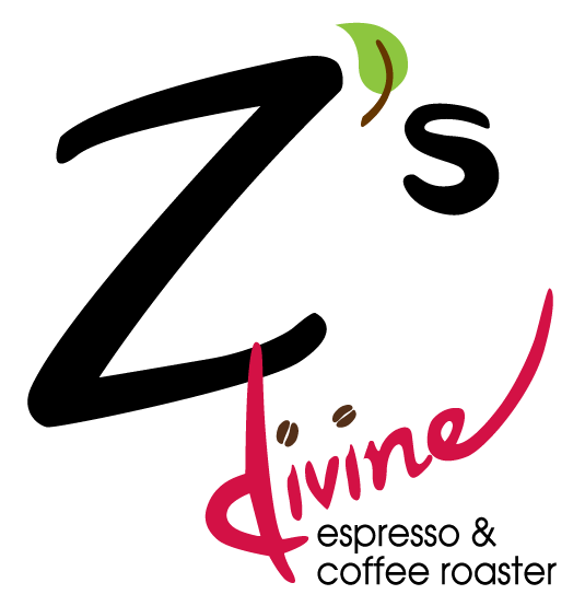 Logo for Z's Divine Espresso & Coffee Roaster: Black Z with 