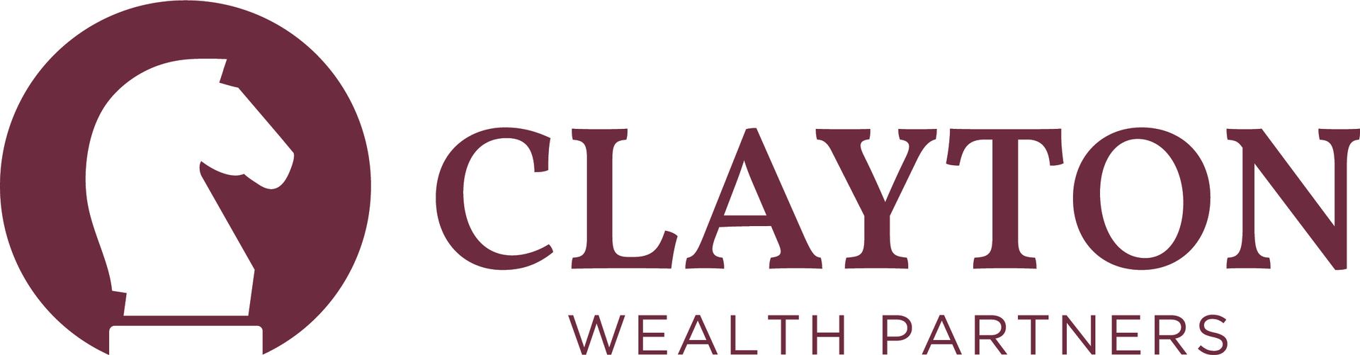 Logo: White chess knight head inside a maroon circle, 