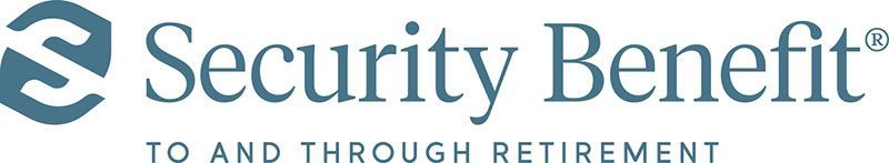 Security Benefit logo with teal emblem and text, tagline “To and Through Retirement”