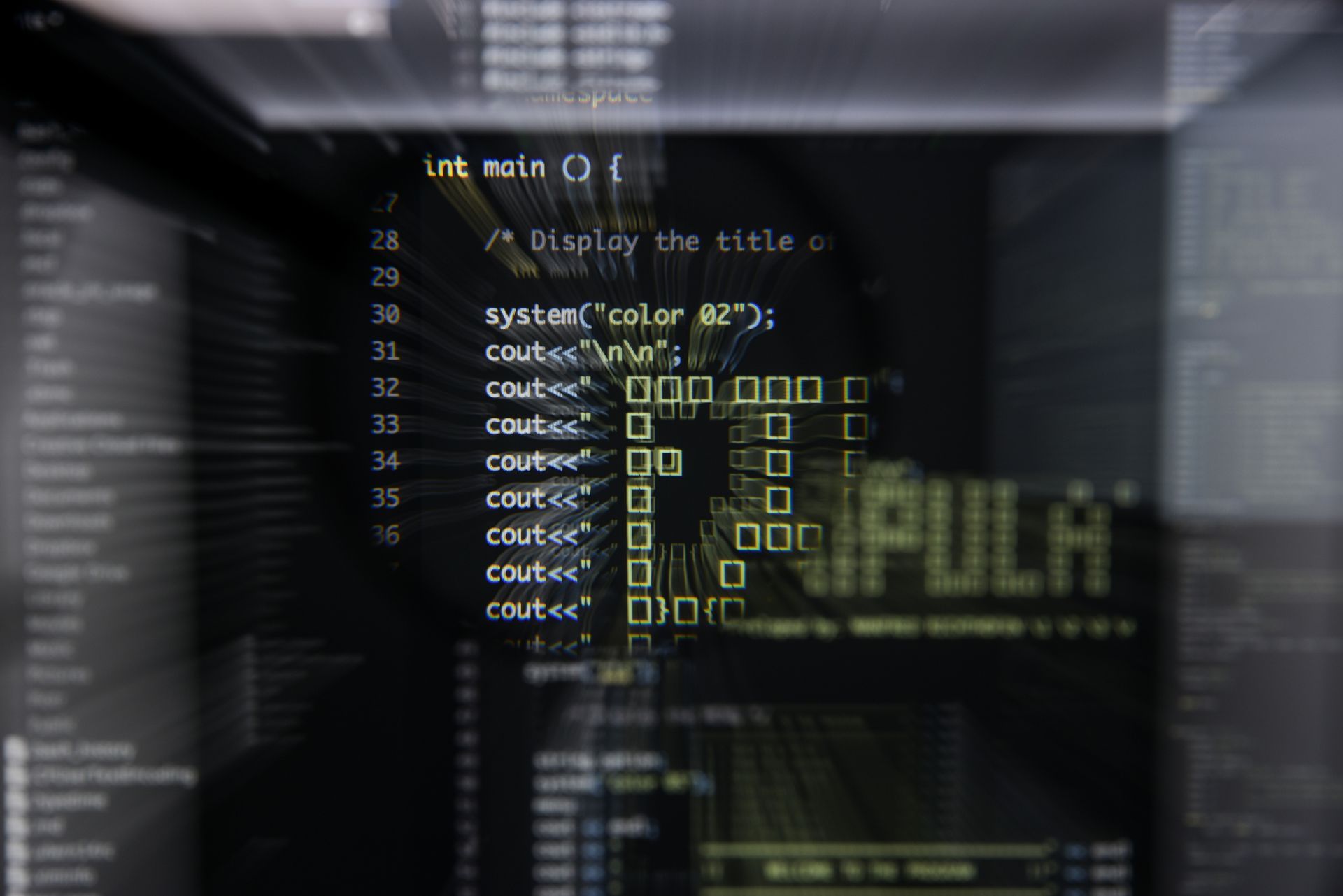 Sullo schermo di un computer vengono visualizzate delle righe di codice con la parola 