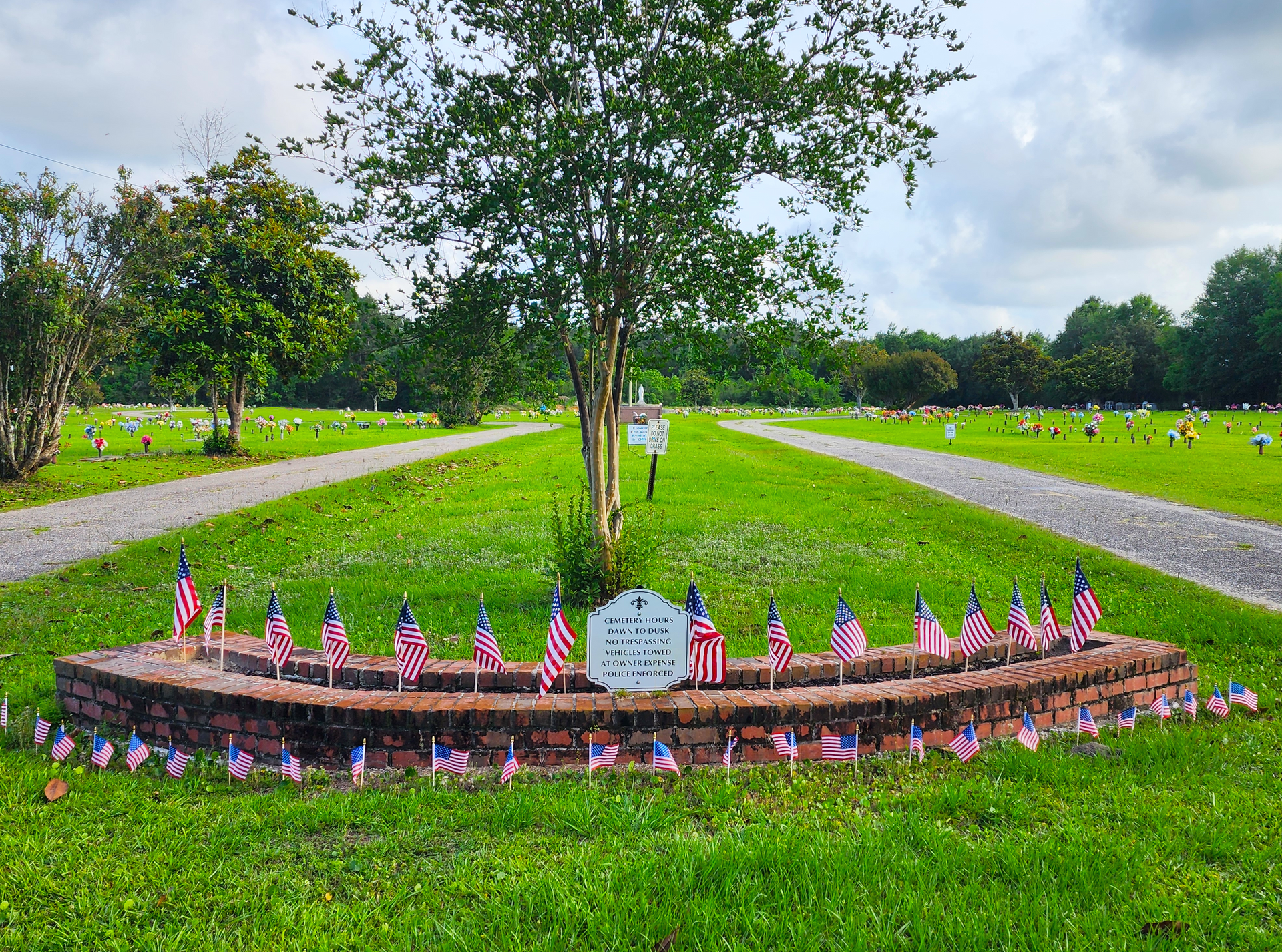 Serene Memorial Gardens placed USA ground flags to honor families during Memorial Day weekend.