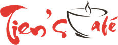 Logo for Sáng Phở Gà featuring an illustration of a person in a conical hat holding a bowl of soup, with contact details.