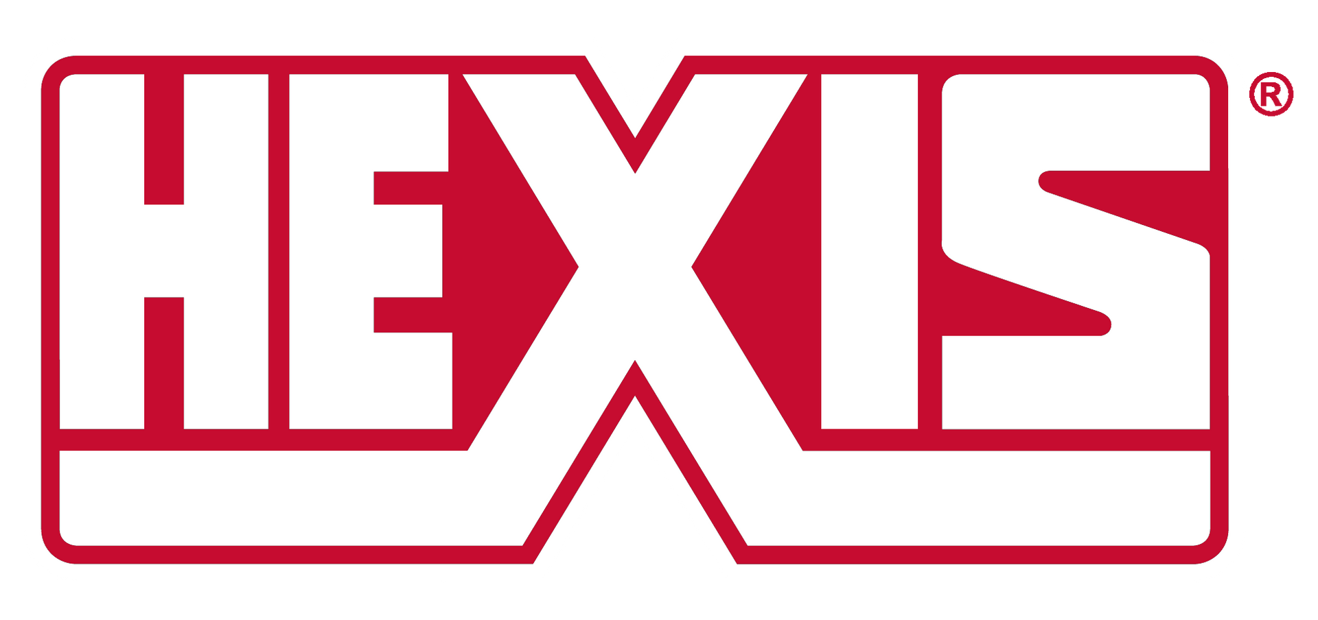 HEXIS logo in red block letters on a white background