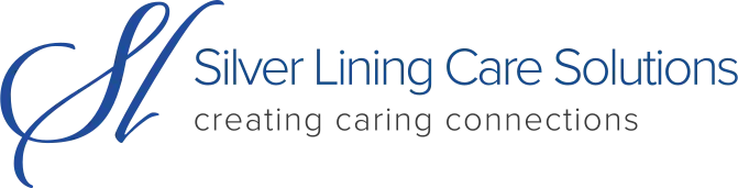 Silver Lining Care Solutions logo with blue script “SL” and gray tagline “creating caring connections”