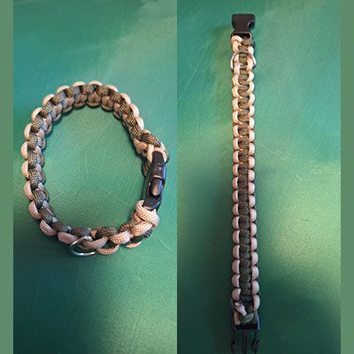 Halsband Square Mosgroen + Ecru