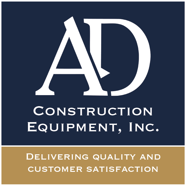 A logo for ad construction equipment inc. delivering quality and customer satisfaction
