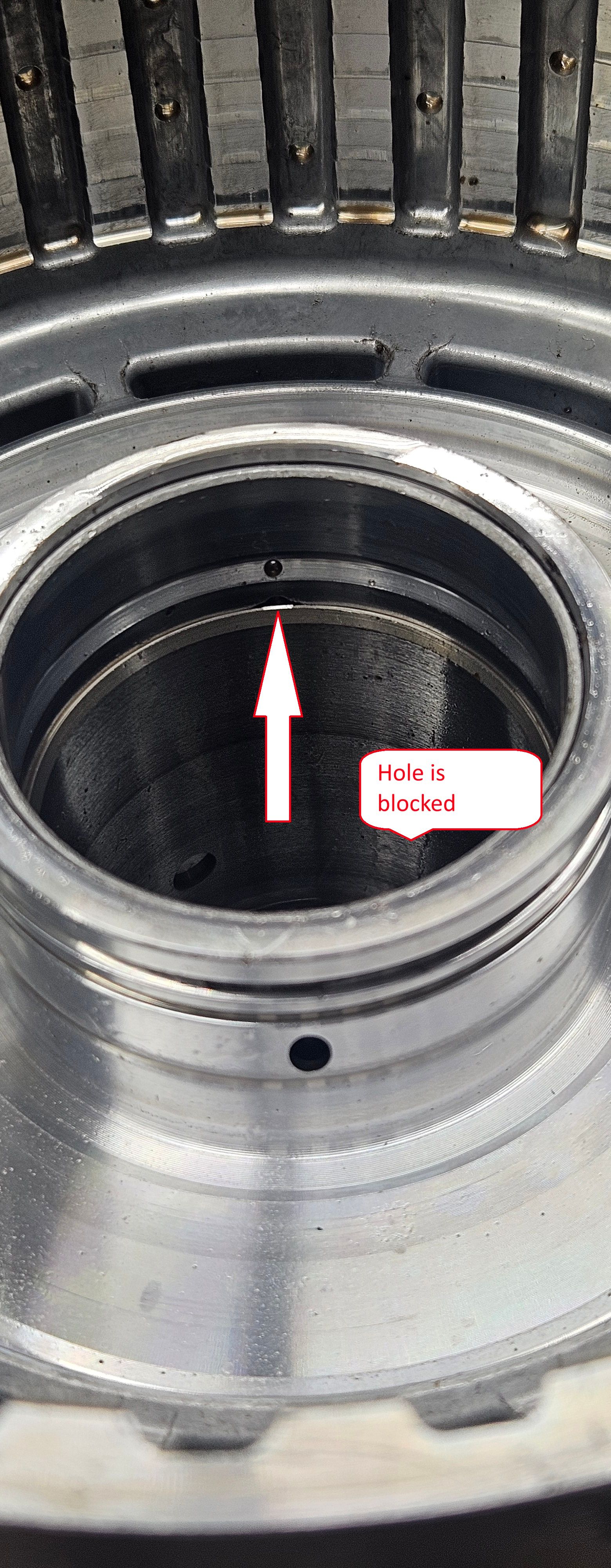 Transmission image showing issue with hole being blocked | Boeser Automotive