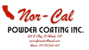 Nor-cal powder coating inc. logo with a car on it