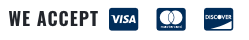 We accept Visa, Mastercard, and Discover payment logos.