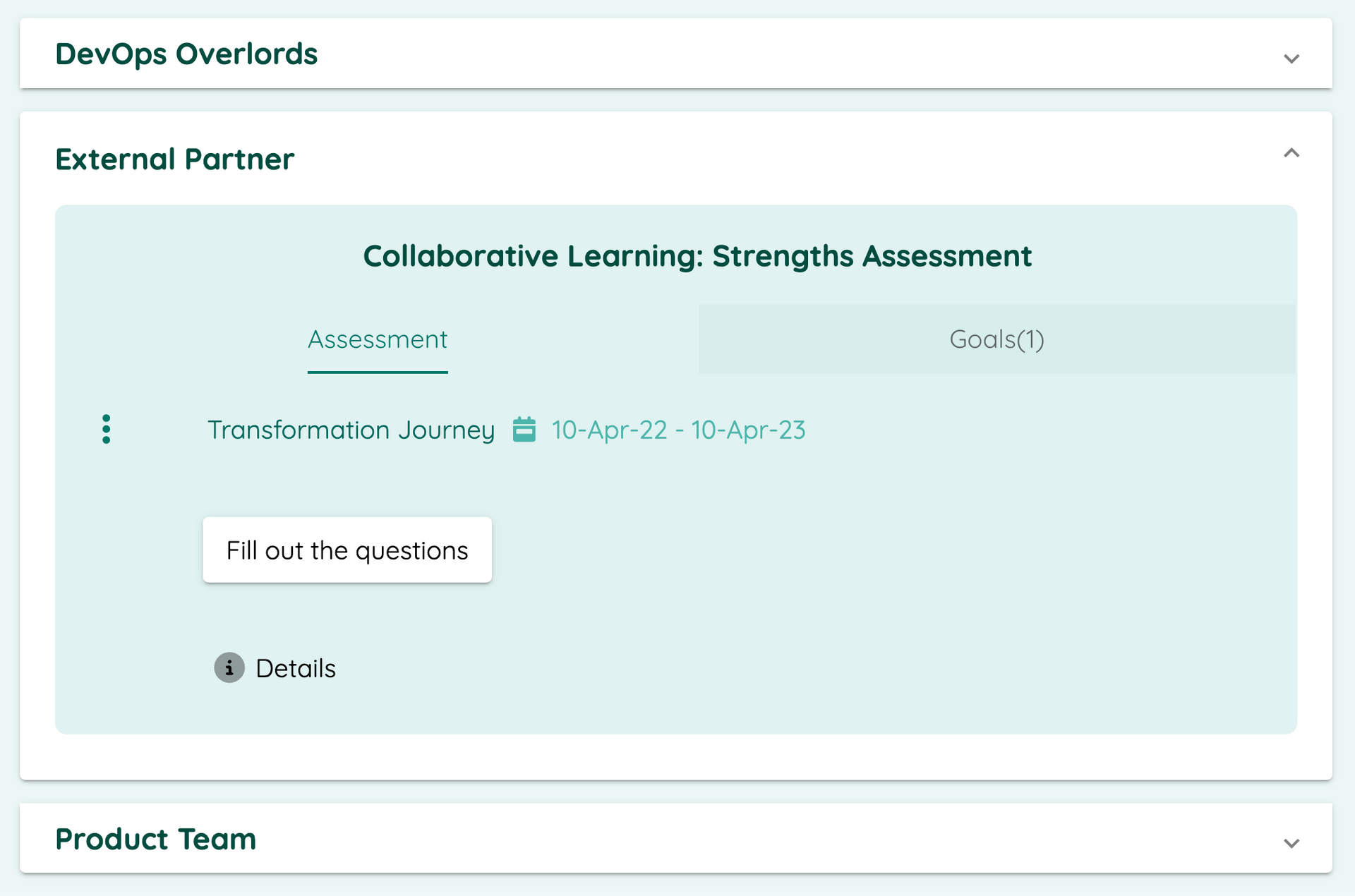 Learning and development goals tracking
